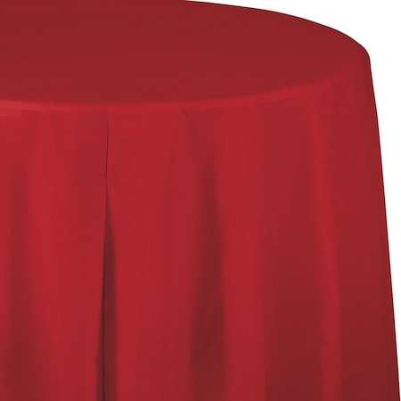 Classic Red Round Plastic Tablecloth, 82, 12PK